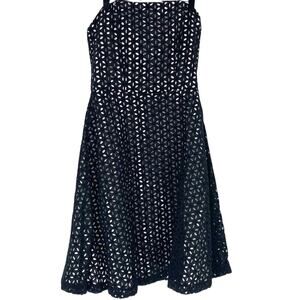 White House Black Market Eyelet Strapless Sheath Dress with Corset Boning